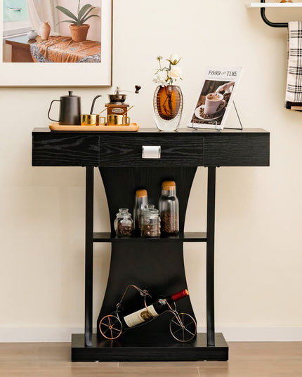 Narrow Console Table T-Shaped - Behind Couch Table - Giantex
