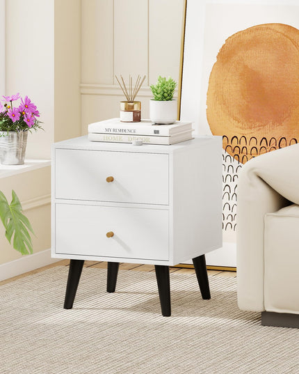 Giantex Night Stand Set 1/2 with Drawers Mid Century Modern Bedside Table