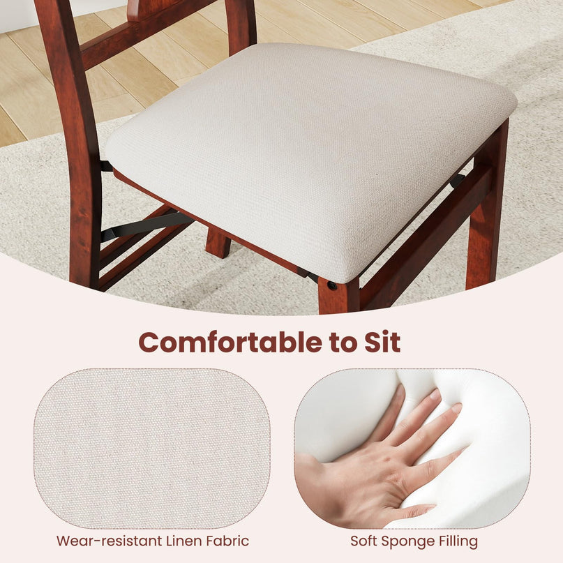 Giantex Folding Dining Chairs Set of 2/4 Upholstered Dining Chairs