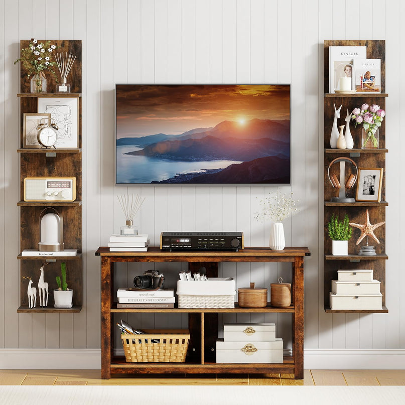 Giantex Wooden Wall-Mounted Organizer Book Shelf for Bedroom