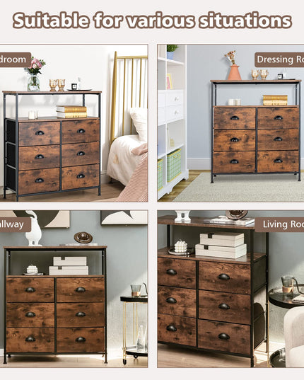 Giantex Fabric Dresser for Bedroom - Wide Storage Tower Chest of 6 Drawers