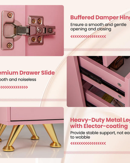 Giantex Manicure Table Nail Desk - Nail Table Station with 3 Drawers, 2 Storage Cabinet, Wrist Rest