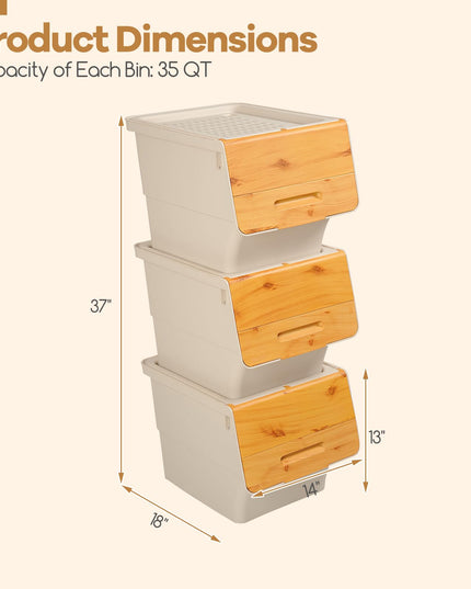 Bacs de Rangement Empilables en Plastique Giantex avec Couvercles et Roues