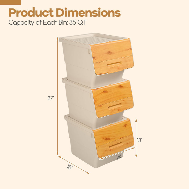 Bacs de Rangement Empilables en Plastique Giantex avec Couvercles et Roues