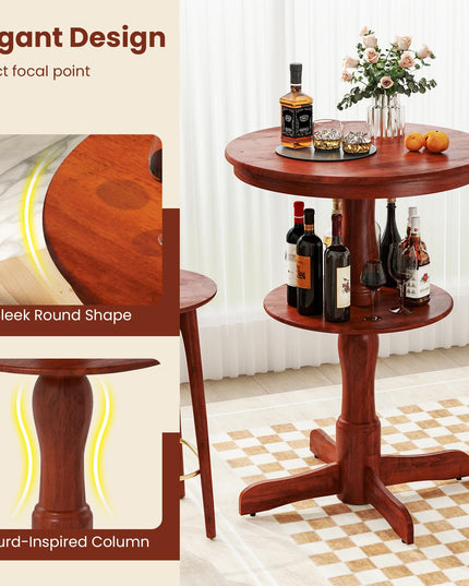 Giantex 2 Tier Tall Round Dining Table with Pedestal Base