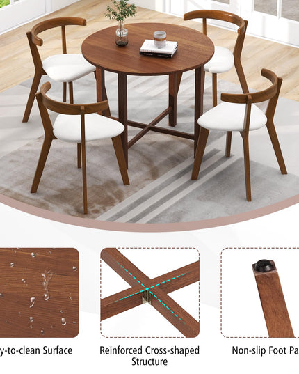 Giantex 35.5” Round Dining Table, Folding Kitchen Table for Small Spaces