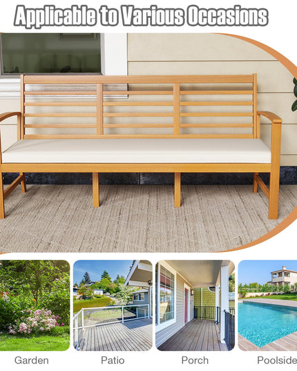 Giantex Acacia Wood Outdoor Bench, 3-Seat Patio Bench with Removable Cushion