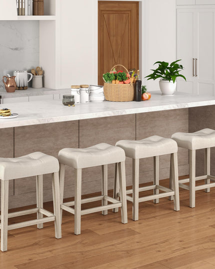 Giantex 24" Bar Stools Set of 4, Upholstered Counter Height Saddle Bar Stools