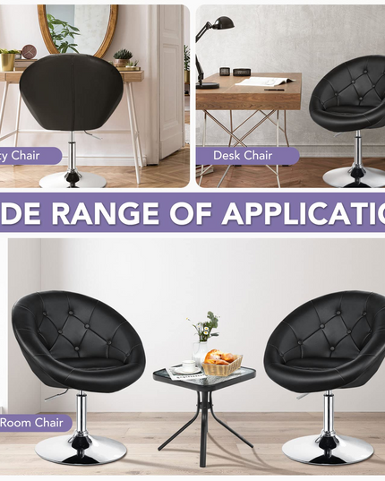 Giantex Swivel Round Tufted Vanity Chair, Set of 2 Height Adjustable