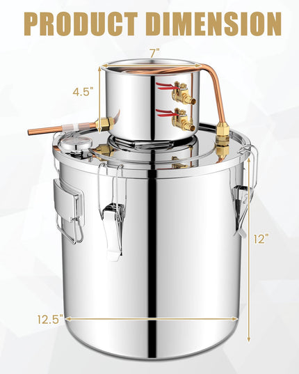 Giantex 5 or 10 Gal Alcohol Still,2 Pots Stainless Steel Alcohol Still, Multi-purpose Home Brewing Kit for DIY Whiskey, Brandy, Beer, Silver