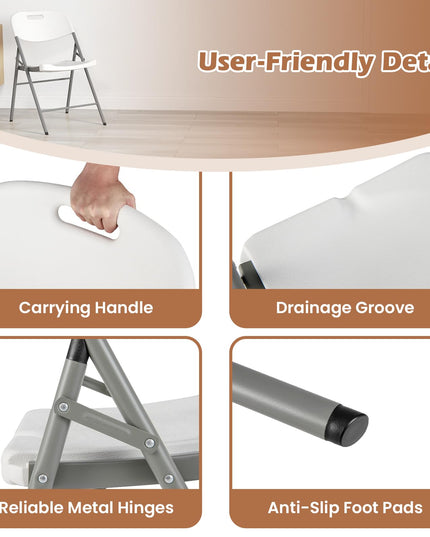 Giantex 4/8/12-Pack Plastic Folding Chairs, HDPE Waiting Room Chairs w/Metal Frame