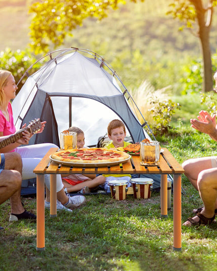 Giantex Portable Camping Table, Folding Picnic Table with Carrying Bag & Roll-up Tabletop
