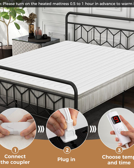 Giantex Heated Mattress Pad, Machine Washable Bed Warmer with Dual Controller