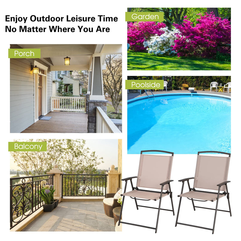 Giantex Set of 4 Patio Folding Chairs - Outdoor Sling Chairs