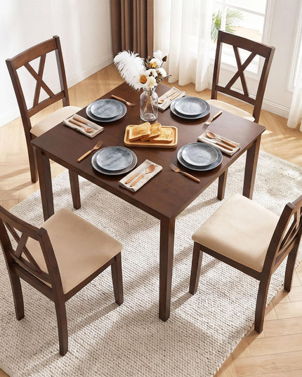 Giantex Wooden Dining Chairs Set of 4 with Solid Rubber Wood Frame