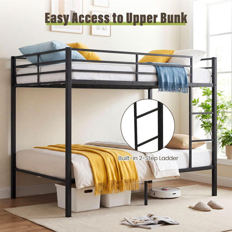 Giantex Metal Bunk Bed Full Over Full | Heavy-Duty Bunk Bed Frame with Full Length Safety Guardrail
