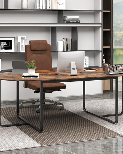 Giantex 95" Conference Table Large Oval Meeting Table for 10-12 People