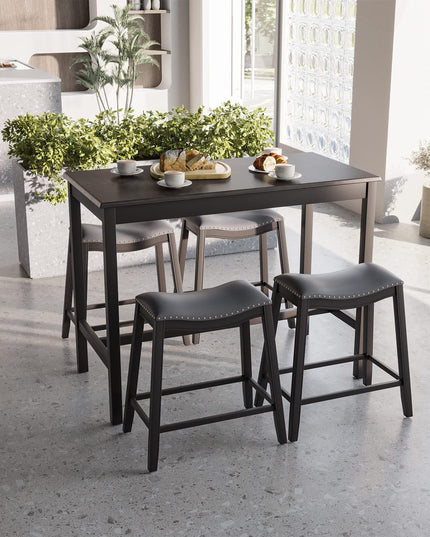 Giantex Dining Table Set for 4, Kitchen Counter Height Table w/ 4 Stools (Black)