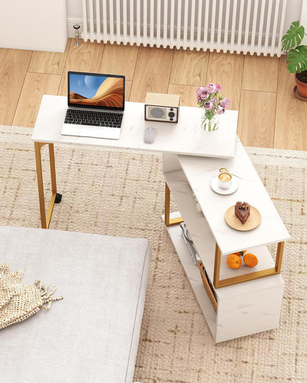 Giantex 360° Free Rotating Sofa Side Table Modern L Shaped Desk