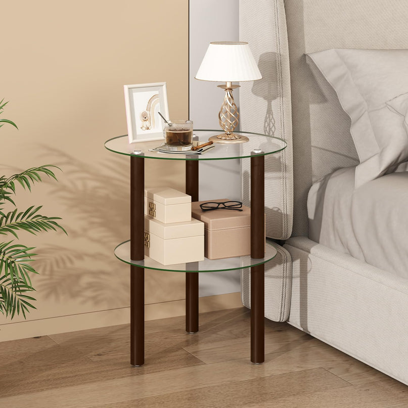 Giantex Round End Table for Living Room Bedroom Home Office