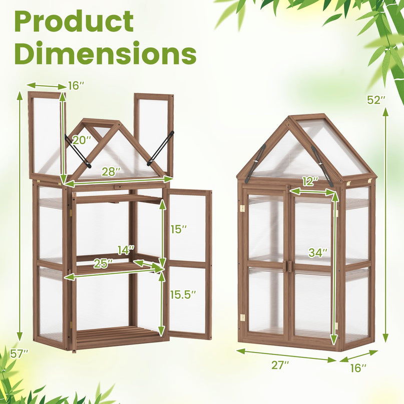 Giantex Garden Cold Frame  Mini Greenhouse Storage Shelves