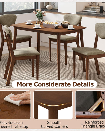 GIANTEX 5-Piece Dining Set for 4 with Rectangular Table & Fabric Chairs for Living Room