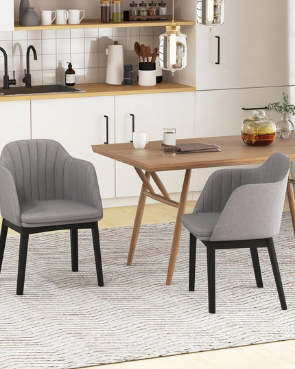 Giantex Modern Dining Chairs, Upholstered Velvet Accent Chairs w/Curved Backrests & Rubber Wood Legs