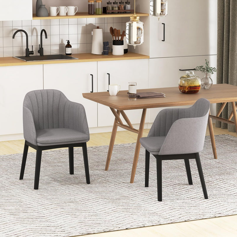 Giantex Modern Dining Chairs, Upholstered Velvet Accent Chairs w/Curved Backrests & Rubber Wood Legs