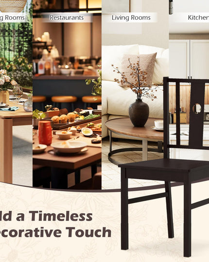 Giantex Solid Rubber Wood Dining Chairs Set of 2/4 with Slatted Curved Backrest