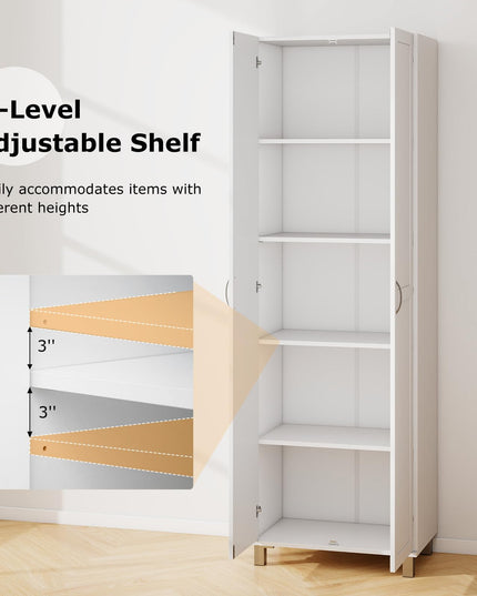 Giantex Kitchen Pantry Cabinet, 2 Door Cupboard with 5 Shelves, Storage Organizer for Kitchenware