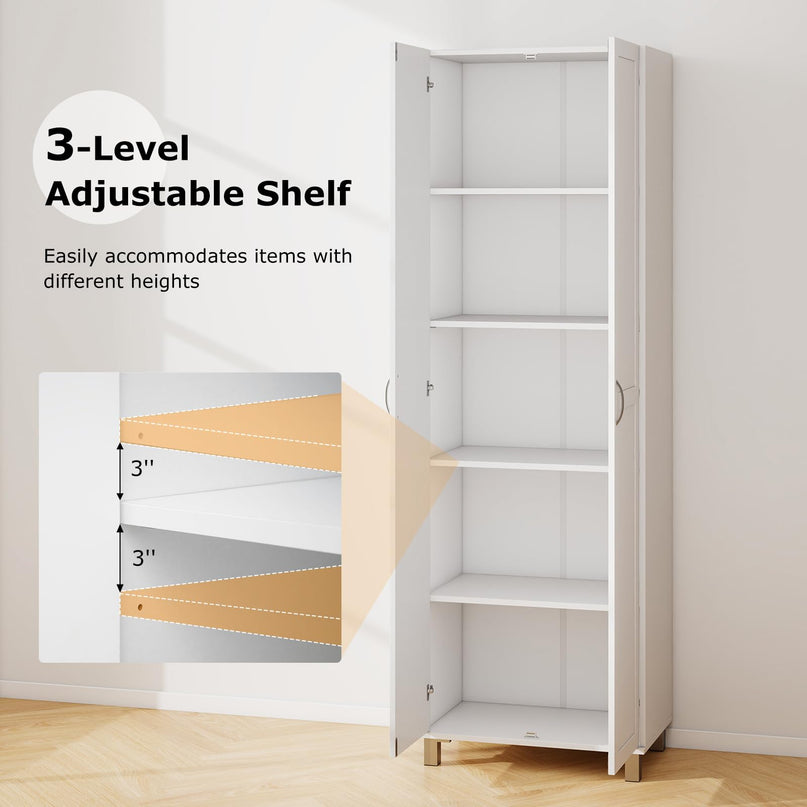 Giantex Kitchen Pantry Cabinet, 2 Door Cupboard with 5 Shelves, Storage Organizer for Kitchenware