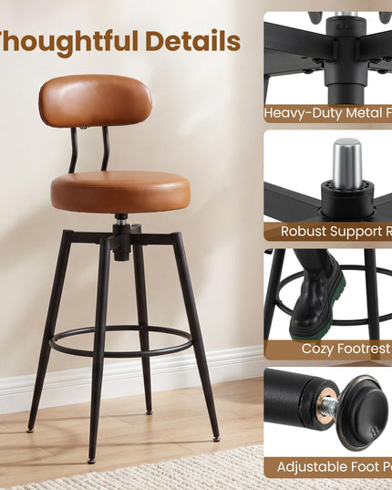 Giantex Swivel Barstools Set w/Upholstered Seat & Back