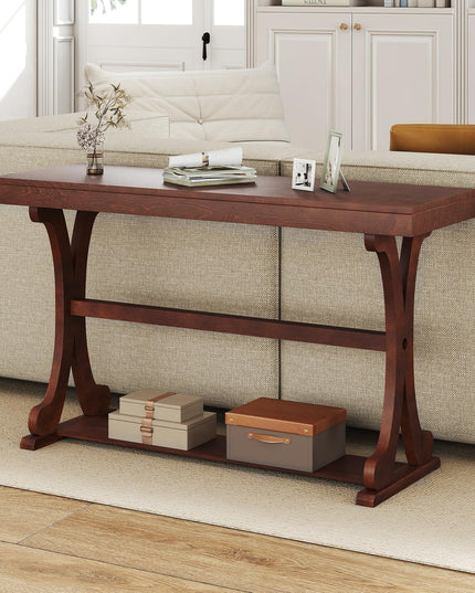 Giantex 52" Narrow Console Table Vintage Accent Entryway Table with Open Storage Shelf