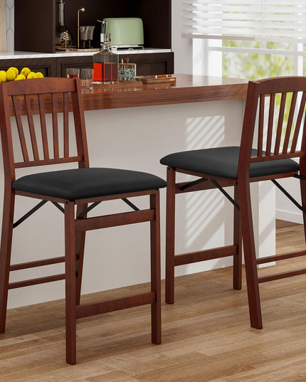 Giantex Folding Bar Stools Set, 24.5" Counter Height Bar Dining Chairs with Back
