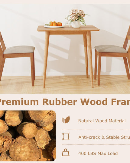 Giantex Wooden Dining Chairs Set of 2/4 with Rubber Wood Legs & Fabric Padded Seat