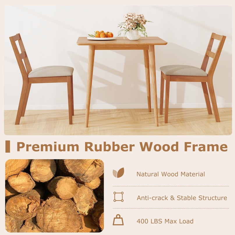 Giantex Wooden Dining Chairs Set of 2/4 with Rubber Wood Legs & Fabric Padded Seat