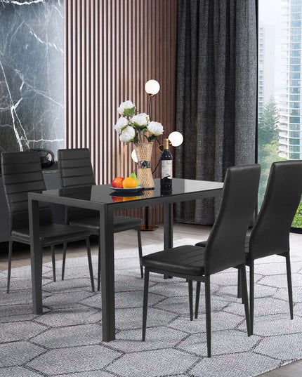 Giantex Set of 4 Dining Chairs, Upholstered Dining Side Chairs with Stain-Proof PVC Leather