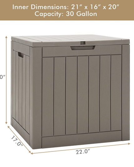 30 Gallon Wood Grain Texture Outdoor Storage Bin(Light Brown)