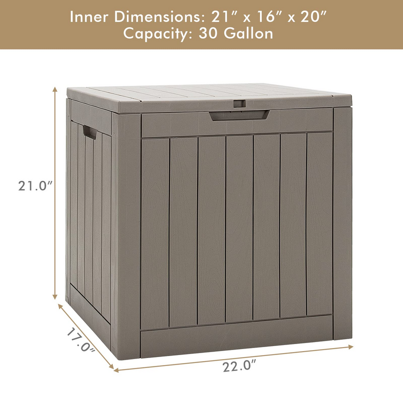 30 Gallon Wood Grain Texture Outdoor Storage Bin(Light Brown)