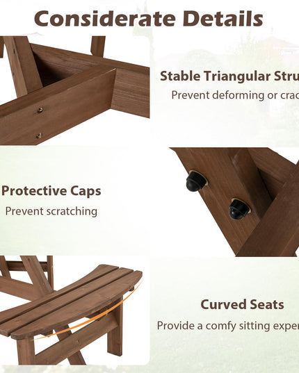 Giantex 6-Person Round Picnic Table Set with 3 Benches 550 LBS Bench Capacity
