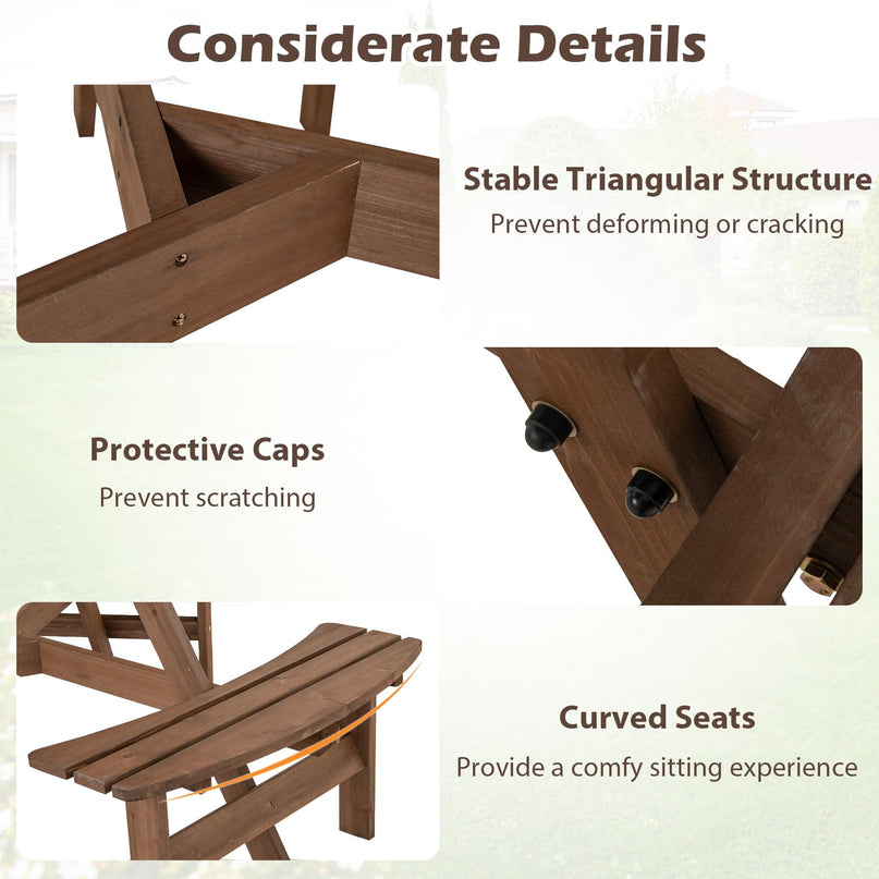 Giantex 6-Person Round Picnic Table Set with 3 Benches 550 LBS Bench Capacity