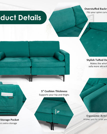 Giantex 68" Modern Loveseat, 2-Seater Sofa Couch