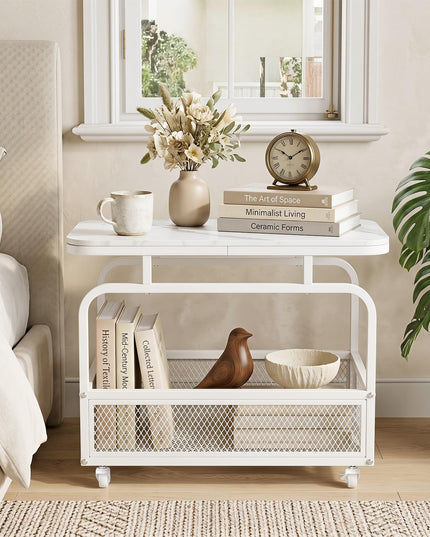 Giantex Rolling Side Table with Mesh Storage Basket