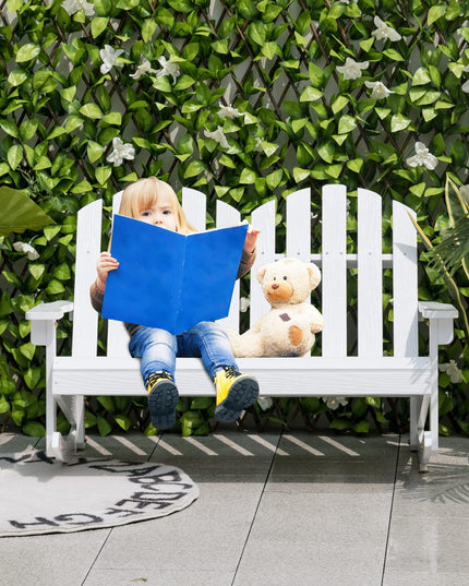 Giantex 2-Person Adirondack Rocking Chair - Kids Outdoor Rocking Bench with Slatted Seat, High Backrest