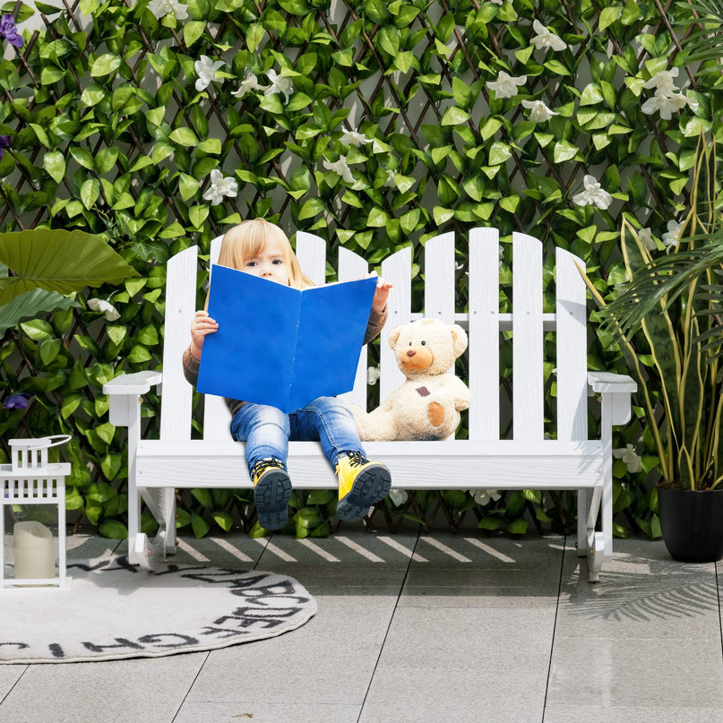 Giantex 2-Person Adirondack Rocking Chair - Kids Outdoor Rocking Bench with Slatted Seat, High Backrest