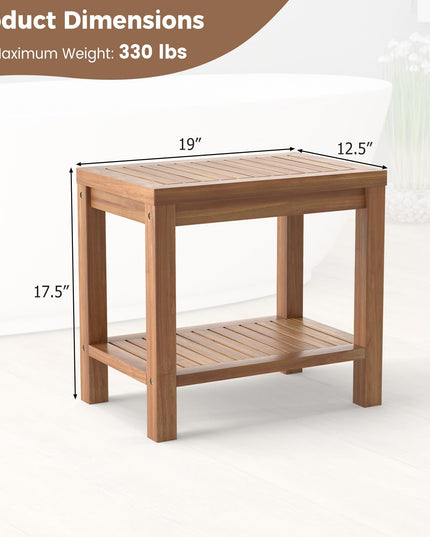 19 Inch Shower Stool with Slatted Seat for Elderly Seniors