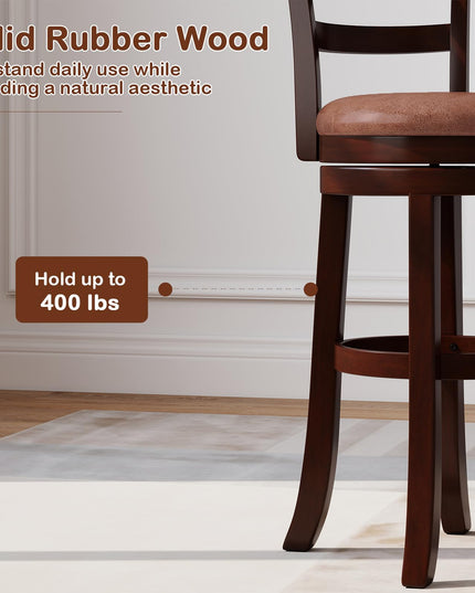 Giantex Swivel Bar Stools Set of 2/4 30" Upholstered Counter Height Bar Chairs