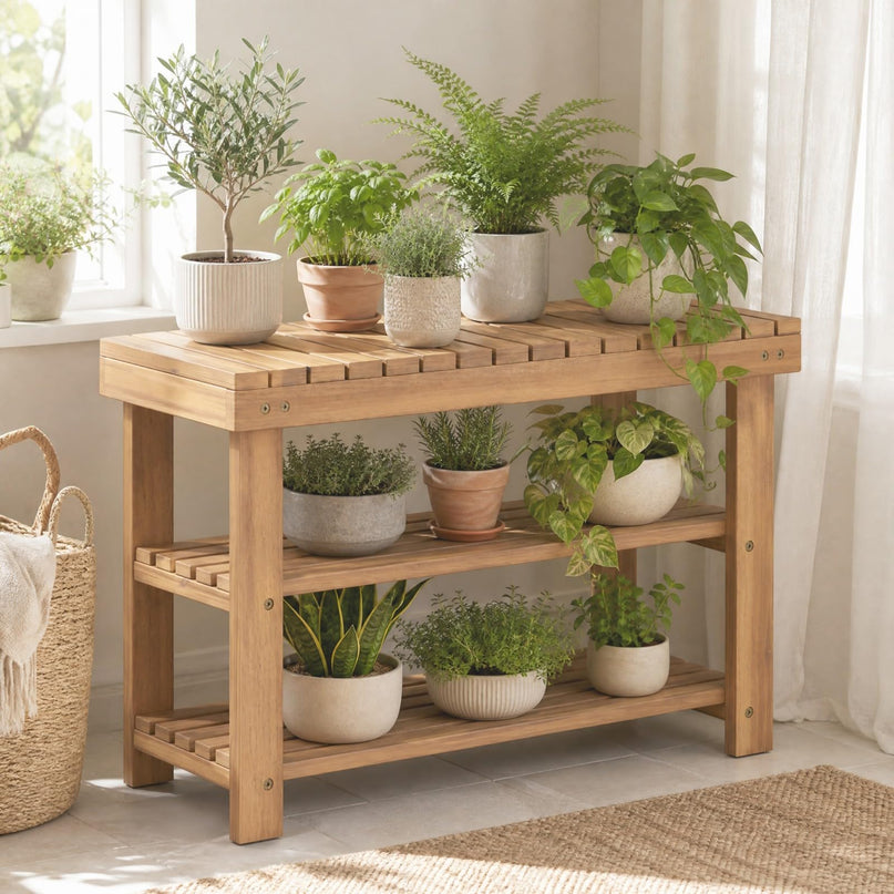 GIANTEX 3-Tier Wooden Shoe Rack Bench