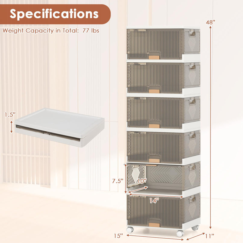 Giantex 6 Tier Stackable Storage Bins with Lids