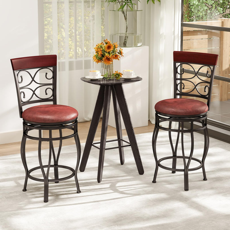 Giantex 26" Swivel Bar Stools with Upholstered PU Leather Seat & Footrest